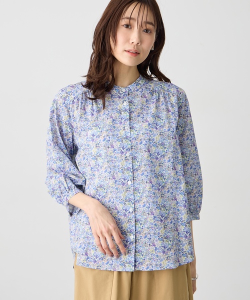 Petit Honfleur(プチオンフルール)の「【Liberty】リバティプリントスタンドカラーシャツ(シャツ/ブラウス・レディース・ネイビー/ピンク/サックスブルー/ブルー・9号/11号)」の11枚目の写真