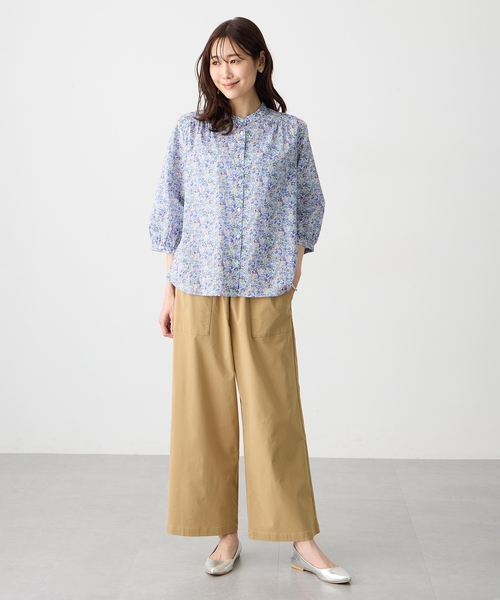 Petit Honfleur(プチオンフルール)の「【Liberty】リバティプリントスタンドカラーシャツ(シャツ/ブラウス・レディース・ネイビー/ピンク/サックスブルー/ブルー・9号/11号)」の15枚目の写真