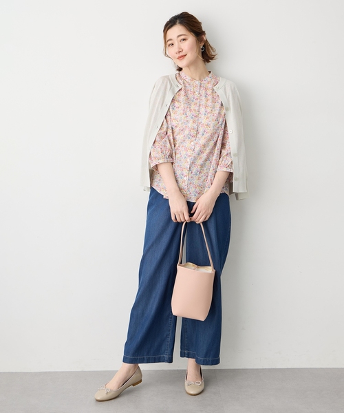 Petit Honfleur(プチオンフルール)の「【Liberty】リバティプリントスタンドカラーシャツ(シャツ/ブラウス・レディース・ネイビー/ピンク/サックスブルー/ブルー・9号/11号)」の20枚目の写真