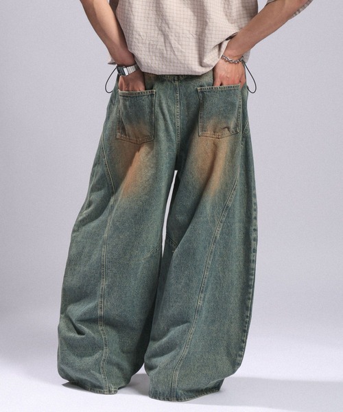 RAGEBLUE（レイジブルー）の「Vintage ３D Curve Barrel Denim Pants/ヴィンテージ加工/3Dカーブバレルデニムパンツ（デニムパンツ・メンズ・グリーン/ブラウン/ブルー/ブラック・MEDIUM/LARGE）」の22枚目の写真