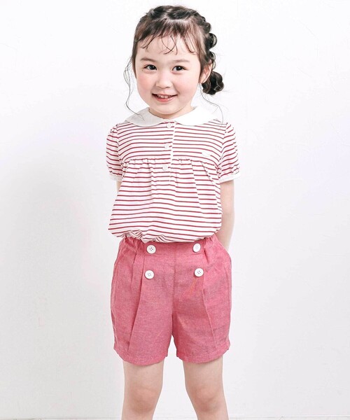 SLAP SLIP(スラップスリップ)の「【マリンシリーズ】セーラーカラーボーダー半袖Tシャツ+パンツセットアップ(80~130cm)(セットアップ・キッズ・レッド系その他/ブルー系その他2・130cm/80cm/110cm/120cm/100cm/90cm)」の4枚目の写真