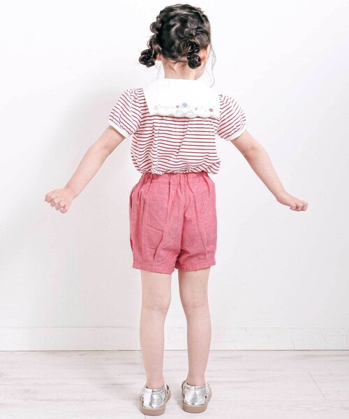 SLAP SLIP(スラップスリップ)の「【マリンシリーズ】セーラーカラーボーダー半袖Tシャツ+パンツセットアップ(80~130cm)(セットアップ・キッズ・レッド系その他/ブルー系その他2・130cm/80cm/110cm/120cm/100cm/90cm)」の5枚目の写真