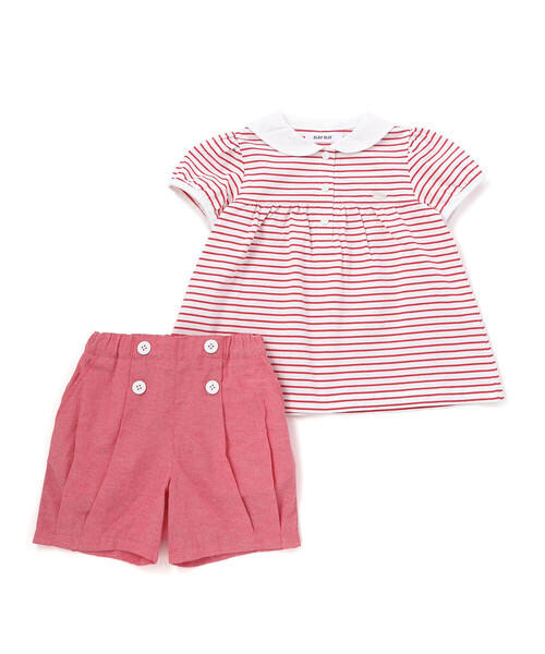 SLAP SLIP(スラップスリップ)の「【マリンシリーズ】セーラーカラーボーダー半袖Tシャツ+パンツセットアップ(80~130cm)(セットアップ・キッズ・レッド系その他/ブルー系その他2・130cm/80cm/110cm/120cm/100cm/90cm)」の6枚目の写真