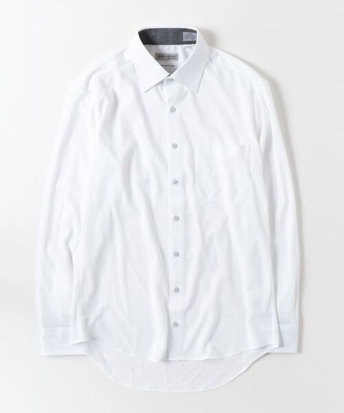 Perfect Suit FActory(パーフェクトスーツファクトリー)の「【アイシャツ累計販売枚数1100万枚突破】長袖アイシャツ 完全ノーアイロン/速乾/抗菌防臭 ストライプ ホワイト/サックス(ビジネスシャツ・メンズ・サックスブルー/ホワイト・首回り37cm-裄丈80cm/首回り39cm-裄丈82cm/首回り41cm-裄丈84cm/首回り43cm-裄丈86cm/首回り45cm-裄丈86cm)」の7枚目の写真