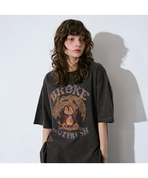 GAKKAI UNIONS(ガッカイユニオンズ)の「ドーナツペンギンピグメント半袖Tシャツブラウン(Tシャツ/カットソー・レディース・その他・MEDIUM/LARGE)」の1枚目の写真