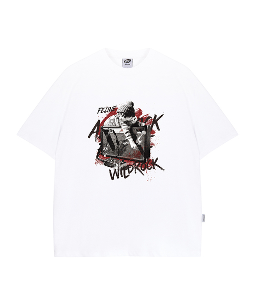 WILDROCK（ワイルドロック）の「フェラインロッカー クールコットン オーバーサイズ 半袖Tシャツ（Tシャツ/カットソー・レディース・ブラック/ピンク/ホワイト/チャコール/ブルー/スカイブルー・SMALL/LARGE/MEDIUM）」の2枚目の写真