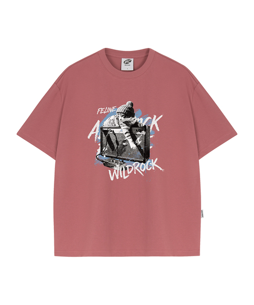 WILDROCK（ワイルドロック）の「フェラインロッカー クールコットン オーバーサイズ 半袖Tシャツ（Tシャツ/カットソー・レディース・ブラック/ピンク/ホワイト/チャコール/ブルー/スカイブルー・SMALL/LARGE/MEDIUM）」の6枚目の写真