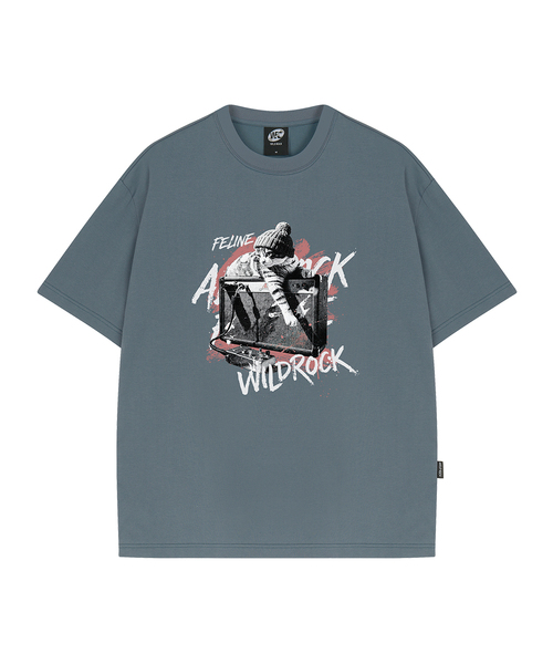WILDROCK（ワイルドロック）の「フェラインロッカー クールコットン オーバーサイズ 半袖Tシャツ（Tシャツ/カットソー・レディース・ブラック/ピンク/ホワイト/チャコール/ブルー/スカイブルー・SMALL/LARGE/MEDIUM）」の5枚目の写真