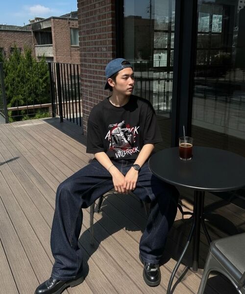 WILDROCK（ワイルドロック）の「フェラインロッカー クールコットン オーバーサイズ 半袖Tシャツ（Tシャツ/カットソー・レディース・ブラック/ピンク/ホワイト/チャコール/ブルー/スカイブルー・SMALL/LARGE/MEDIUM）」の10枚目の写真
