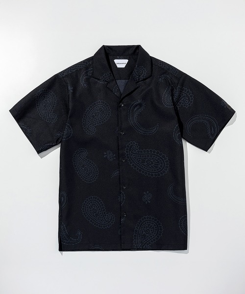 LUXEAKMPLUS（リュクスエイケイエムプラス）の「LUXEAKMPLUS(リュクスエイケイエムプラス)リネンタッチ ペイズリーオープンカラーシャツ（シャツ/ブラウス・メンズ・ブラック/ホワイト・S/M/L/XL/XXL）」の4枚目の写真