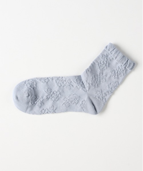 Right-on（ライトオン）の「BASIC SOCKS(ベーシックソックス)花柄ジャガードソックス（ソックス/靴下・レディース・ブルー/ブラック/オフホワイト・フリー）」の6枚目の写真
