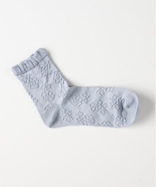 Right-on（ライトオン）の「BASIC SOCKS(ベーシックソックス)花柄ジャガードソックス（ソックス/靴下・レディース・ブルー/ブラック/オフホワイト・フリー）」の7枚目の写真