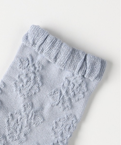 Right-on（ライトオン）の「BASIC SOCKS(ベーシックソックス)花柄ジャガードソックス（ソックス/靴下・レディース・ブルー/ブラック/オフホワイト・フリー）」の9枚目の写真