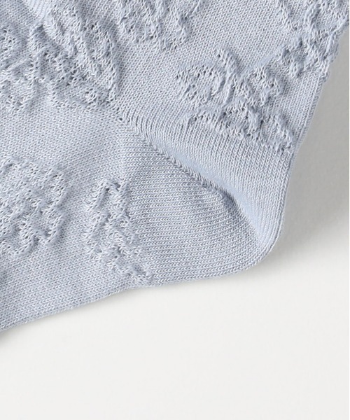 Right-on（ライトオン）の「BASIC SOCKS(ベーシックソックス)花柄ジャガードソックス（ソックス/靴下・レディース・ブルー/ブラック/オフホワイト・フリー）」の10枚目の写真