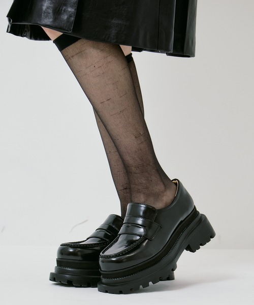 STUDIOUS(ステュディオス)の「【STUDIOUS/ステュディオス】《超軽量》Platform Loafer/プラットフォームローファー/疲れにくい(ローファー・レディース・ブラック系その他/ブラック・2/1)」の1枚目の写真
