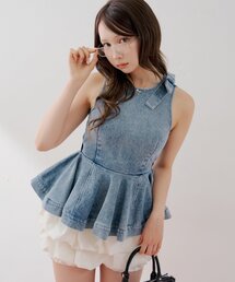 Chico（チコ）の「【セットアップ対応】デニムペプラムブラウス（シャツ/ブラウス）」