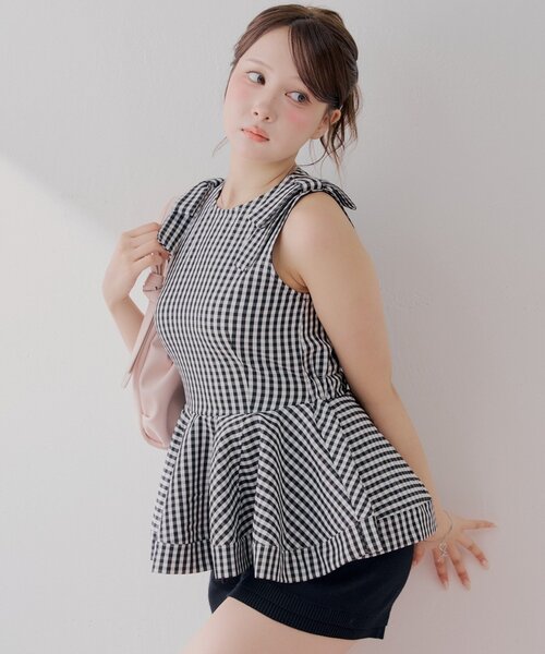Chico(チコ)の「【セットアップ対応】デニムペプラムブラウス(シャツ/ブラウス・レディース・ブルー系その他/ネイビー/ホワイト/ブラック系その他2・FREE)」の20枚目の写真