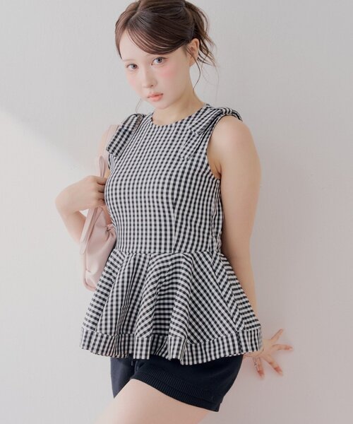 Chico(チコ)の「【セットアップ対応】デニムペプラムブラウス(シャツ/ブラウス・レディース・ブルー系その他/ネイビー/ホワイト/ブラック系その他2・FREE)」の22枚目の写真