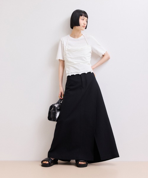 ADAM ET ROPE'(アダムエロペ)の「【WEB限定】ベアトップレイヤードカットソー(Tシャツ/カットソー・レディース・ダークブラウン/ホワイト/ネイビー・FREE)」の5枚目の写真