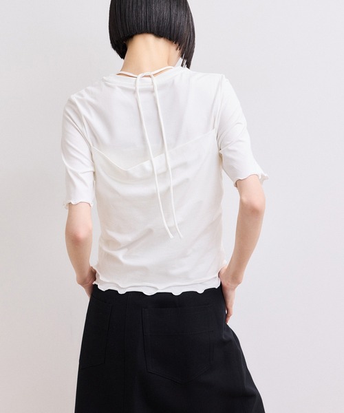 ADAM ET ROPE'(アダムエロペ)の「【WEB限定】ベアトップレイヤードカットソー(Tシャツ/カットソー・レディース・ダークブラウン/ホワイト/ネイビー・FREE)」の8枚目の写真