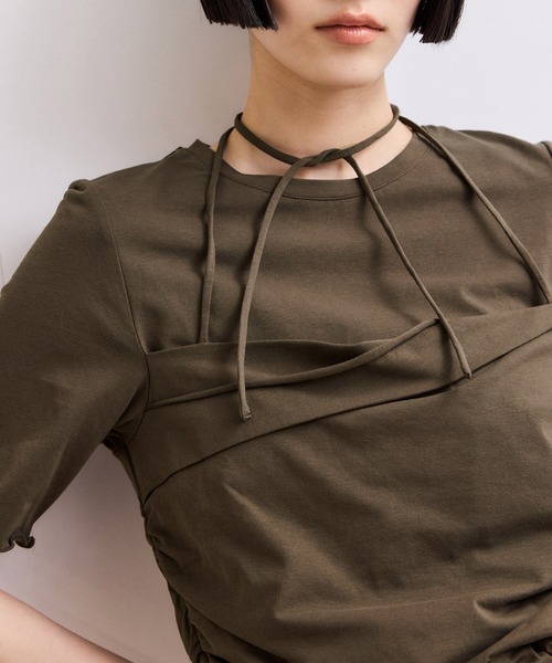 ADAM ET ROPE'(アダムエロペ)の「【WEB限定】ベアトップレイヤードカットソー(Tシャツ/カットソー・レディース・ダークブラウン/ホワイト/ネイビー・FREE)」の15枚目の写真