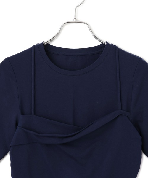 ADAM ET ROPE'(アダムエロペ)の「【WEB限定】ベアトップレイヤードカットソー(Tシャツ/カットソー・レディース・ダークブラウン/ホワイト/ネイビー・FREE)」の18枚目の写真