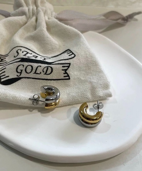 E&C closet…(イーアンドシークローゼット)の「バイカラーダブルフープピアス(ピアス(両耳用)・レディース・シルバー×ゴールド・FREE)」の11枚目の写真