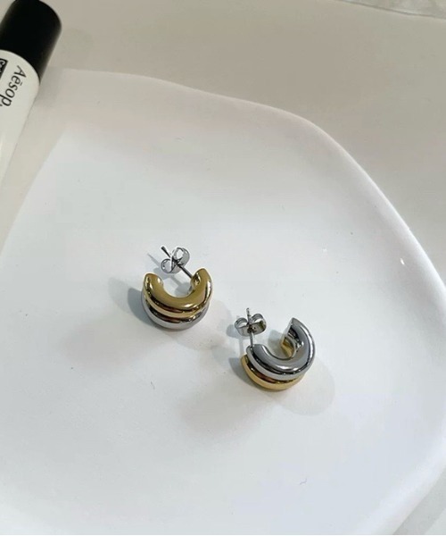 E&C closet…(イーアンドシークローゼット)の「バイカラーダブルフープピアス(ピアス(両耳用)・レディース・シルバー×ゴールド・FREE)」の21枚目の写真