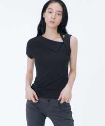 Shoulder strap unbalance top BLACK