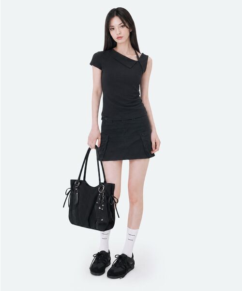 Miseki SEOUL(ミセキソウル)の「Shoulder strap unbalance top BLACK(Tシャツ/カットソー・レディース・その他・1/2)」の4枚目の写真