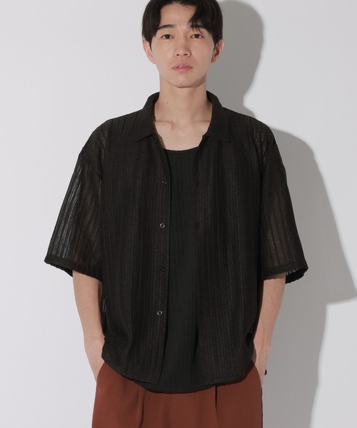 LAKOLE(ラコレ)の「アソート透かし半袖シャツ / 638909(シャツ/ブラウス・メンズ・アイボリー/ブラック/グリーン/ブラウン・MEDIUM/LARGE)」の2枚目の写真