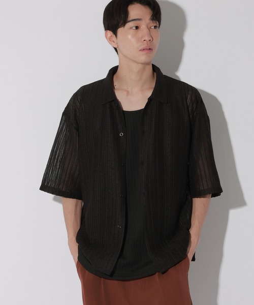LAKOLE(ラコレ)の「アソート透かし半袖シャツ / 638909(シャツ/ブラウス・メンズ・アイボリー/ブラック/グリーン/ブラウン・MEDIUM/LARGE)」の9枚目の写真