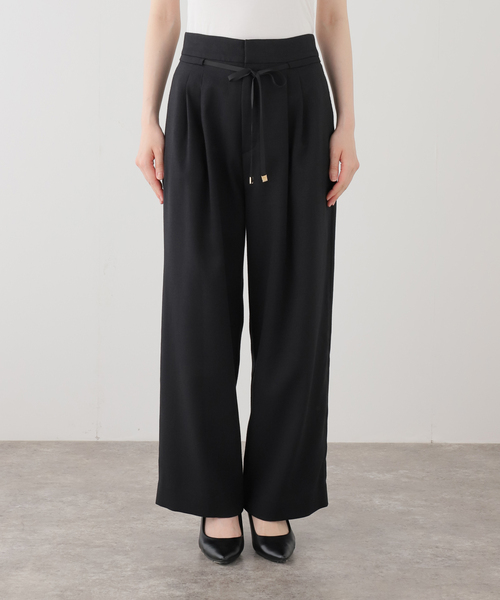 La TOTALITE（ラトータリテ）の「【洗える】リボンワイドパンツ（スラックス・レディース・ブラック/ブラックミックス/ピンク系その他・36/38）」の4枚目の写真