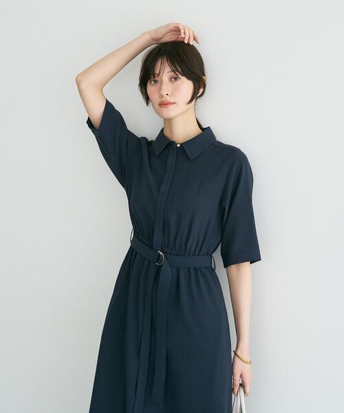 YECCA VECCA(イェッカヴェッカ)の「【接触冷感】ベルト付きシャツワンピース(シャツワンピース・レディース・ライトベージュ/サックスブルー/ネイビー・FREE)」の17枚目の写真