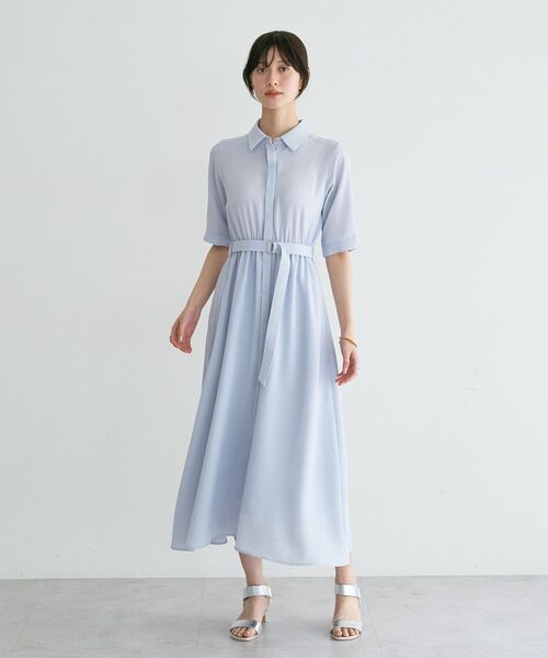 YECCA VECCA（イェッカヴェッカ）の「【接触冷感】ベルト付きシャツワンピース（シャツワンピース・レディース・ライトベージュ/サックスブルー/ネイビー・FREE）」の21枚目の写真