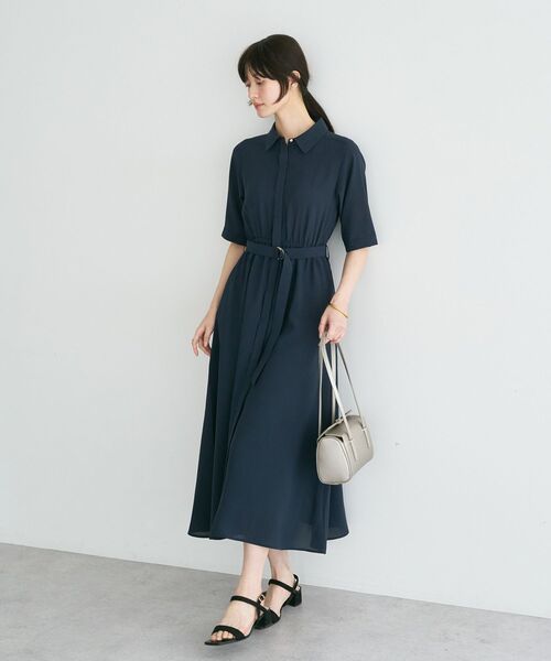 YECCA VECCA(イェッカヴェッカ)の「【接触冷感】ベルト付きシャツワンピース(シャツワンピース・レディース・ライトベージュ/サックスブルー/ネイビー・FREE)」の12枚目の写真