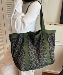 DAY CLOSET | 【軽量/A4収納可/マチ付き/2WAY】迷彩×レオパード柄 キャンバス ショルダー トート バッグ(トートバッグ)
