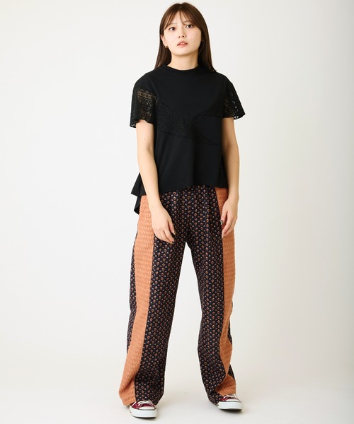 AVIE（アビィ）の「レ―スミックスデザインTEE（Tシャツ/カットソー・レディース・ブラック/チャコールグレー・38）」の8枚目の写真