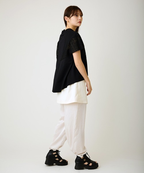 AVIE（アビィ）の「レ―スミックスデザインTEE（Tシャツ/カットソー・レディース・ブラック/チャコールグレー・38）」の13枚目の写真