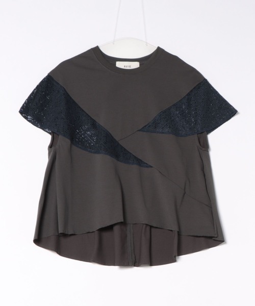 AVIE（アビィ）の「レ―スミックスデザインTEE（Tシャツ/カットソー・レディース・ブラック/チャコールグレー・38）」の15枚目の写真