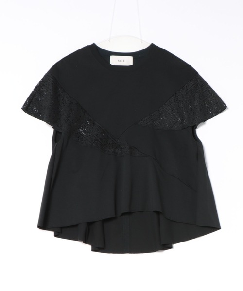 AVIE（アビィ）の「レ―スミックスデザインTEE（Tシャツ/カットソー・レディース・ブラック/チャコールグレー・38）」の17枚目の写真