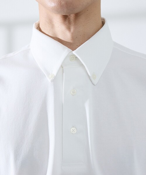 ABAHOUSE GRAY(アバハウスグレイ)の「【SMART CLOSET】シルケット天竺 ボタンダウン半袖ポロシャツ / 接触冷感 / 遮熱(ポロシャツ・メンズ・ブラック/ネイビー/ホワイト/グレイッシュベージュ/グリーン・44/46/48/50)」の10枚目の写真