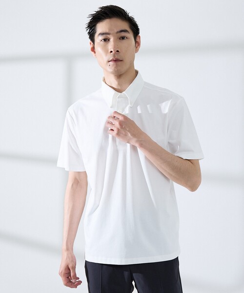 ABAHOUSE GRAY(アバハウスグレイ)の「【SMART CLOSET】シルケット天竺 ボタンダウン半袖ポロシャツ / 接触冷感 / 遮熱(ポロシャツ・メンズ・ブラック/ネイビー/ホワイト/グレイッシュベージュ/グリーン・44/46/48/50)」の15枚目の写真