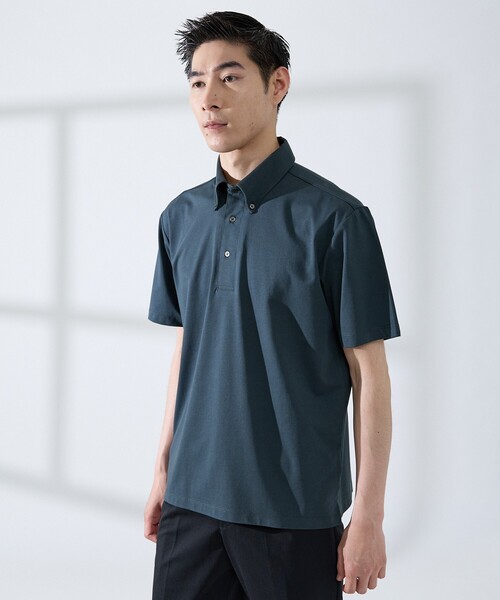 ABAHOUSE GRAY(アバハウスグレイ)の「【SMART CLOSET】シルケット天竺 ボタンダウン半袖ポロシャツ / 接触冷感 / 遮熱(ポロシャツ・メンズ・ブラック/ネイビー/ホワイト/グレイッシュベージュ/グリーン・44/46/48/50)」の21枚目の写真