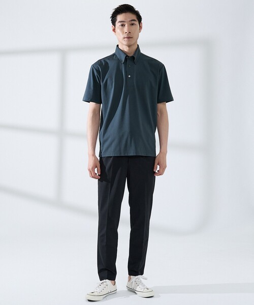 ABAHOUSE GRAY(アバハウスグレイ)の「【SMART CLOSET】シルケット天竺 ボタンダウン半袖ポロシャツ / 接触冷感 / 遮熱(ポロシャツ・メンズ・ブラック/ネイビー/ホワイト/グレイッシュベージュ/グリーン・44/46/48/50)」の22枚目の写真
