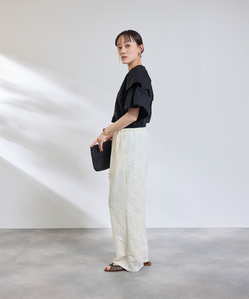 CROSS FUNCTION(クロスファンクション)の「サマ美え レースイージーパンツ【CROSS FUNCTION/クロスファンクション】(その他パンツ・レディース・ブラック/アイボリー・LL/L/M)」の9枚目の写真