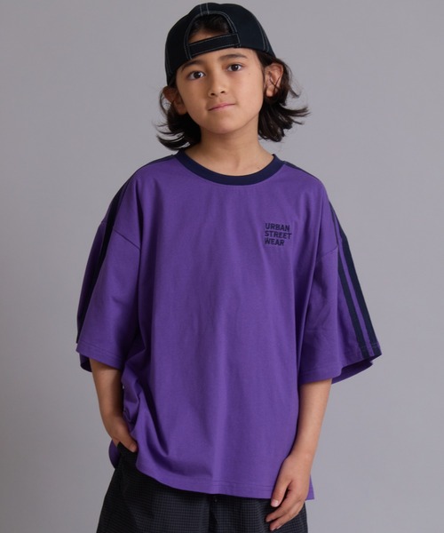PAIRMANON STREET（ペアマノンストリート）の「【90-160cm】【綿100%】袖ライン 刺繍 半袖Tシャツ【PAIRMANON STREET】（Tシャツ/カットソー・キッズ・ベージュ/オフホワイト/ブラック/ピンク/ネイビー/パープル/ライトブルー/ライトグリーン・100/150/110/160/120/90/130/140）」の7枚目の写真