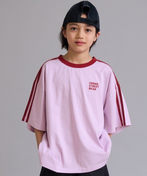 PAIRMANON STREET（ペアマノンストリート）の「【90-160cm】【綿100%】袖ライン 刺繍 半袖Tシャツ【PAIRMANON STREET】（Tシャツ/カットソー・キッズ・ベージュ/オフホワイト/ブラック/ピンク/ネイビー/パープル/ライトブルー/ライトグリーン・100/150/110/160/120/90/130/140）」の8枚目の写真