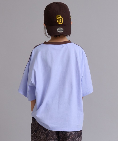 PAIRMANON STREET（ペアマノンストリート）の「【90-160cm】【綿100%】袖ライン 刺繍 半袖Tシャツ【PAIRMANON STREET】（Tシャツ/カットソー・キッズ・ベージュ/オフホワイト/ブラック/ピンク/ネイビー/パープル/ライトブルー/ライトグリーン・100/150/110/160/120/90/130/140）」の21枚目の写真