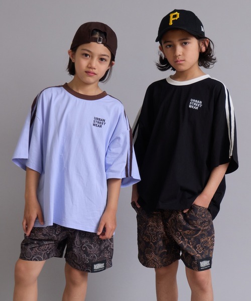PAIRMANON STREET（ペアマノンストリート）の「【90-160cm】【綿100%】袖ライン 刺繍 半袖Tシャツ【PAIRMANON STREET】（Tシャツ/カットソー・キッズ・ベージュ/オフホワイト/ブラック/ピンク/ネイビー/パープル/ライトブルー/ライトグリーン・100/150/110/160/120/90/130/140）」の19枚目の写真